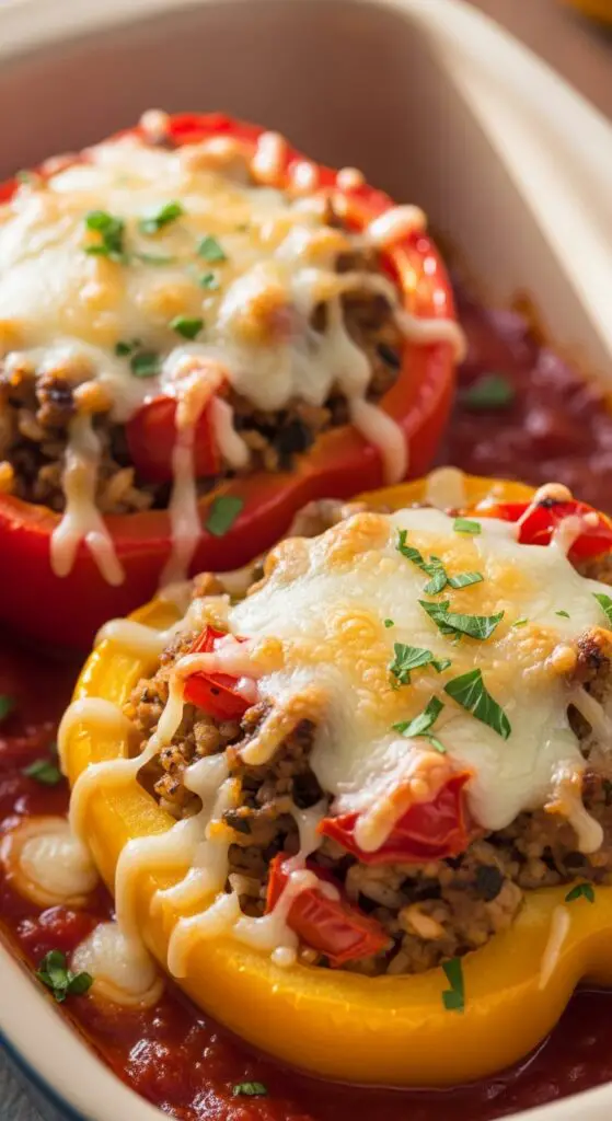 Turkey Stuffed Bell Peppers (But Make Them Cheesy)