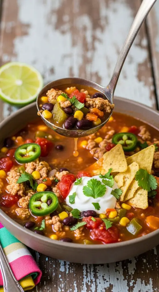 Turkey Taco Soup You’ll Slurp Straight from the Ladle