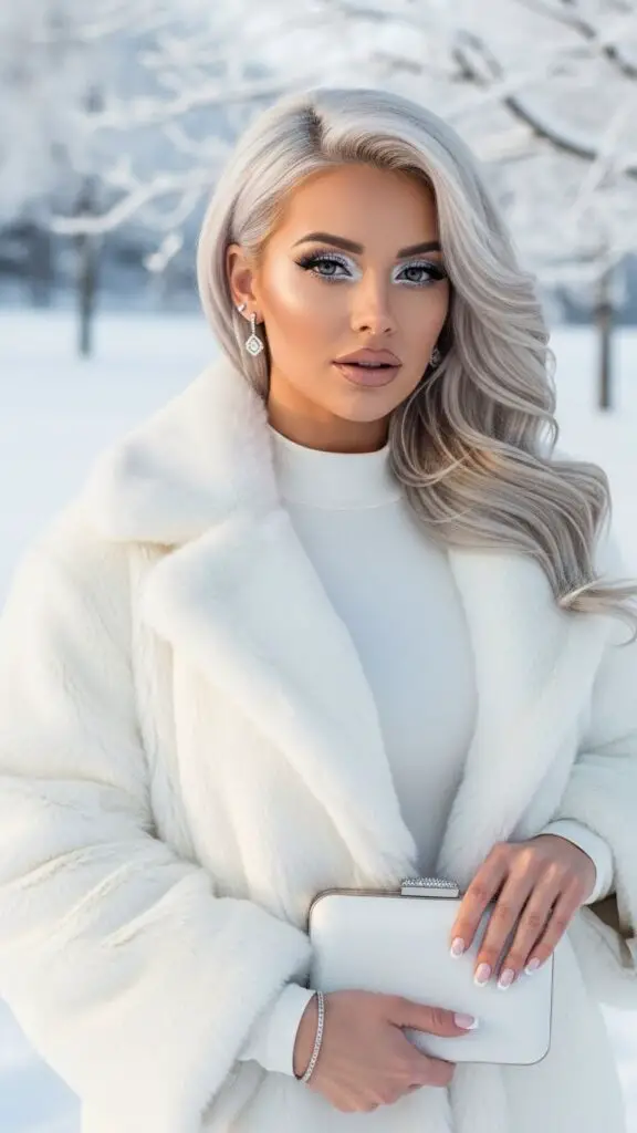 All-White Winter Glam Look