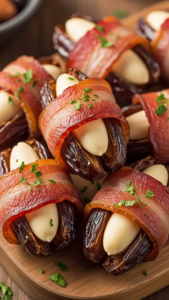 . Bacon-Wrapped Dates Stuffed with Almonds