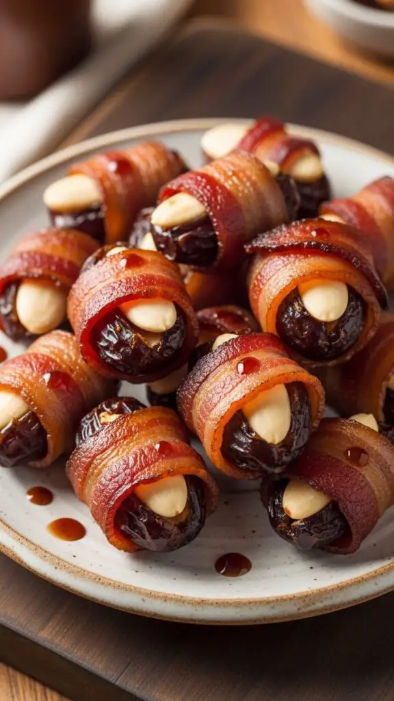 Bacon-Wrapped Dates with Almonds