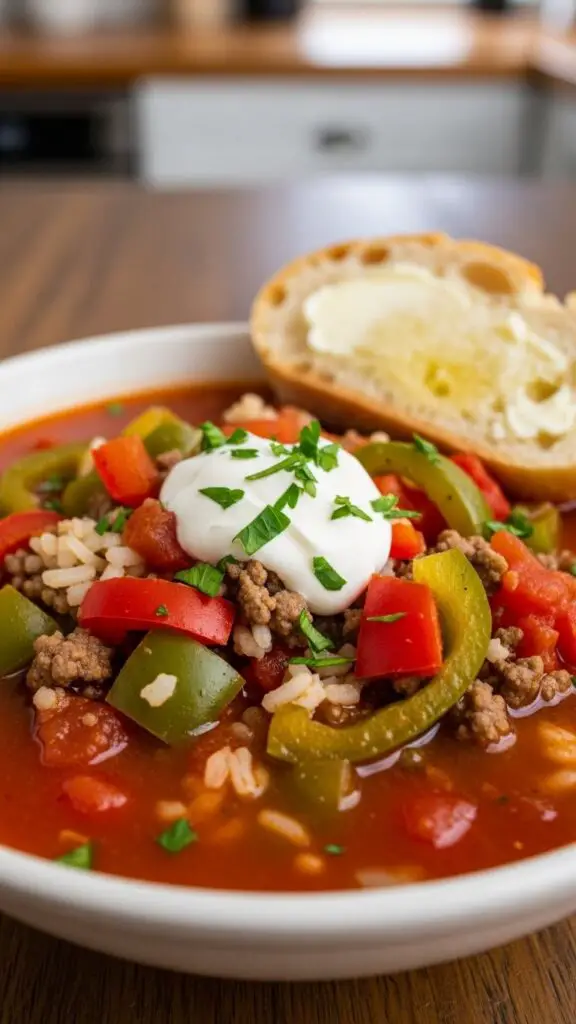 Beefy Stuffed Pepper Soup