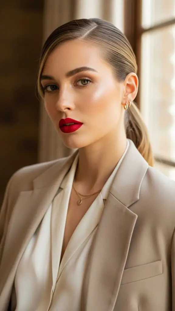 Bold Red Lip + Neutral Ensemble