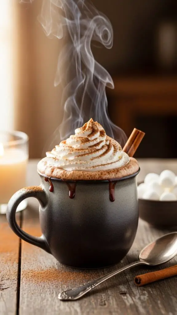 Bourbon Hot Chocolate with Cinnamon Whip