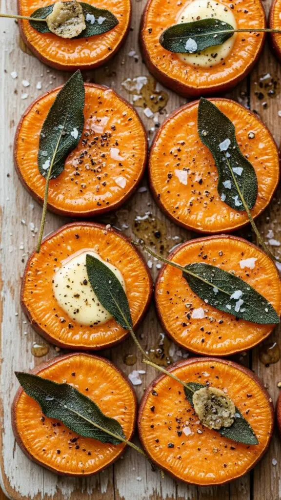 Brown Butter Sage Sweet Potato Rounds