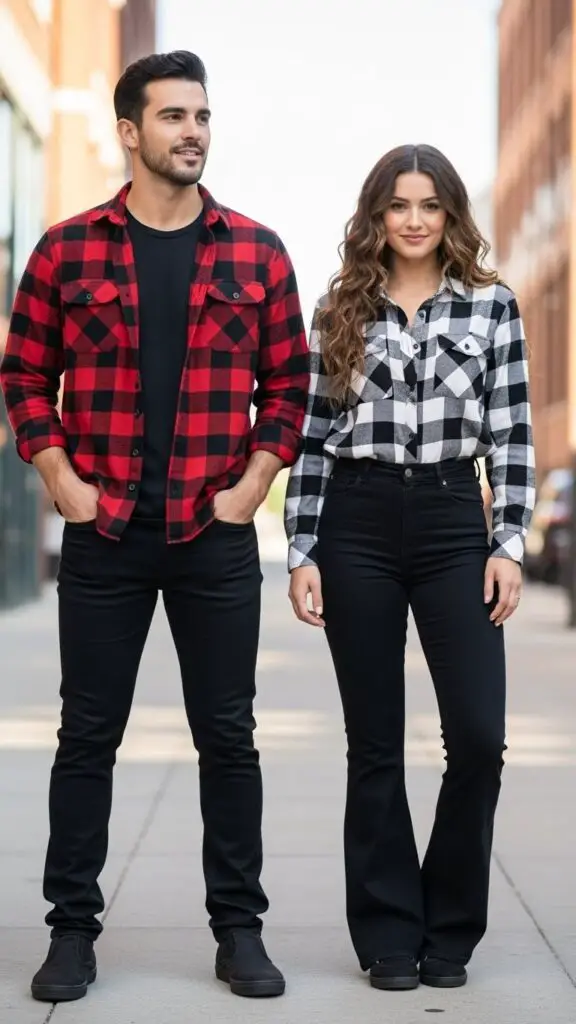 Buffalo Plaid Shirts & Black Pants