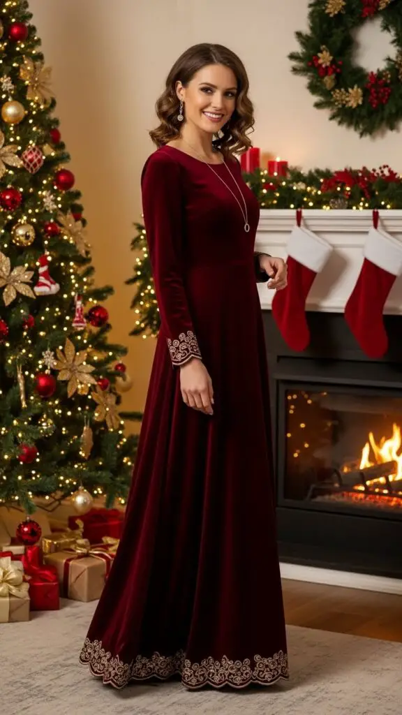 Burgundy Dress for Christmas Day
