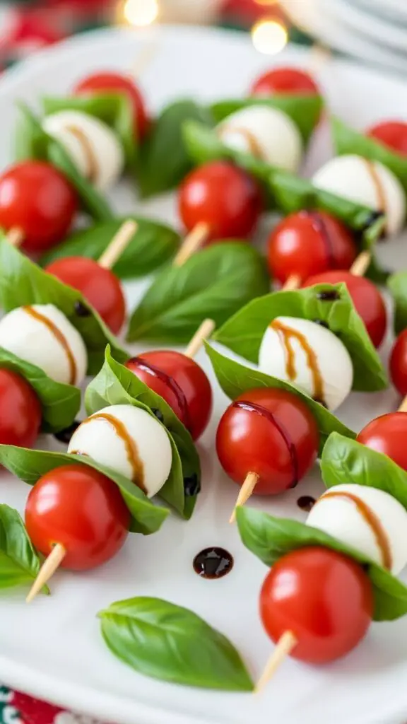 Candy Cane Caprese Skewers
