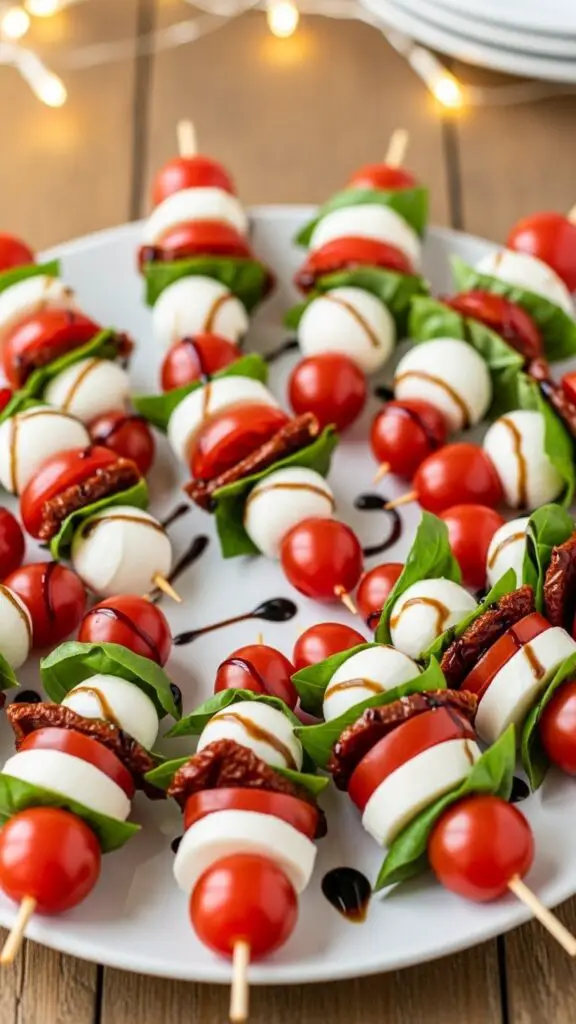. Candy Cane Caprese Skewers