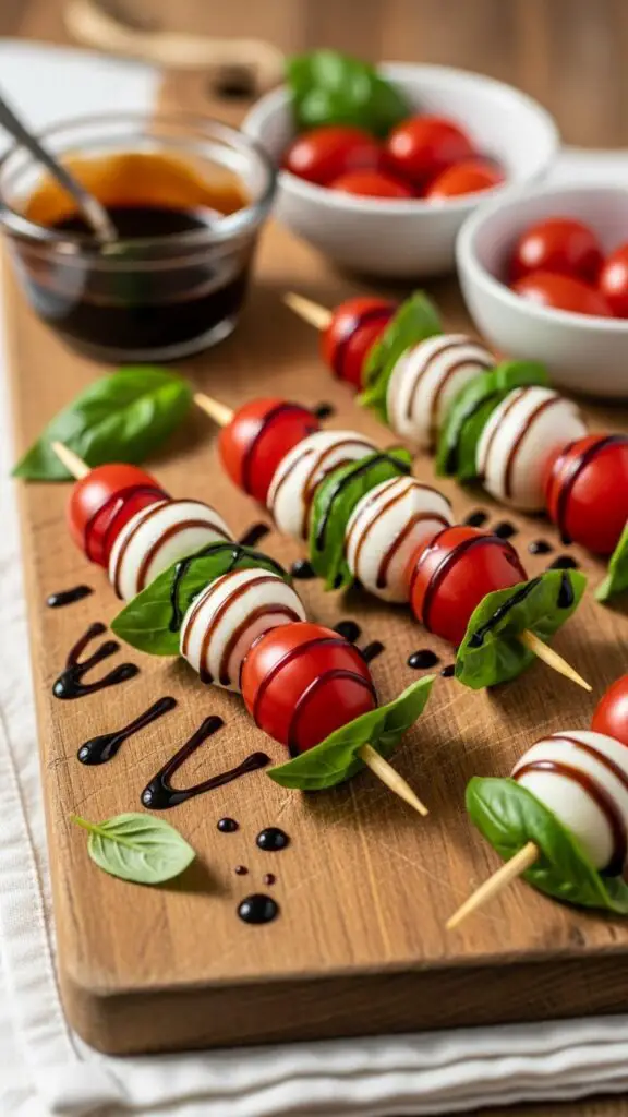 Caprese Skewers with Balsamic Glaze