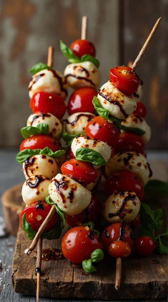 Caprese Skewers with Balsamic Glaze (The Classy One)
