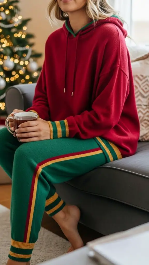 Cashmere Loungewear Set in Festive Colors
