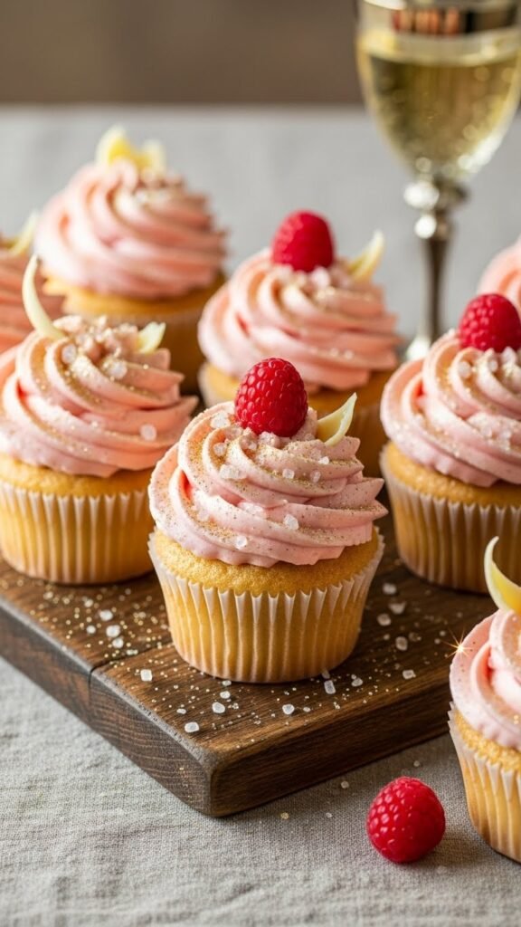 . Champagne Cupcakes with Sparkling Frosting