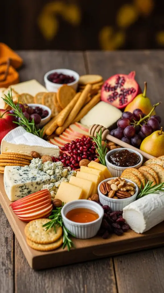 Cheese and Cracker Platter with Fall Fruits