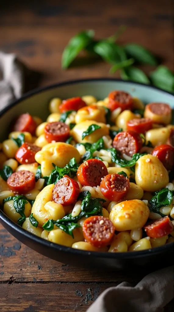 Cheesy Baked Gnocchi with Spinach & Sausage