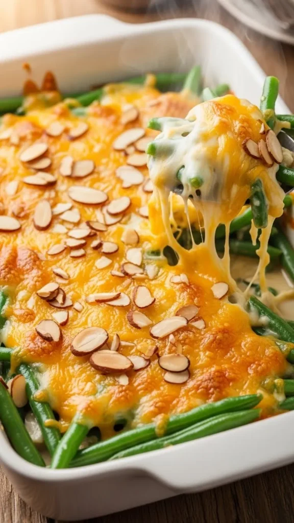 Cheesy Green Bean Almondine