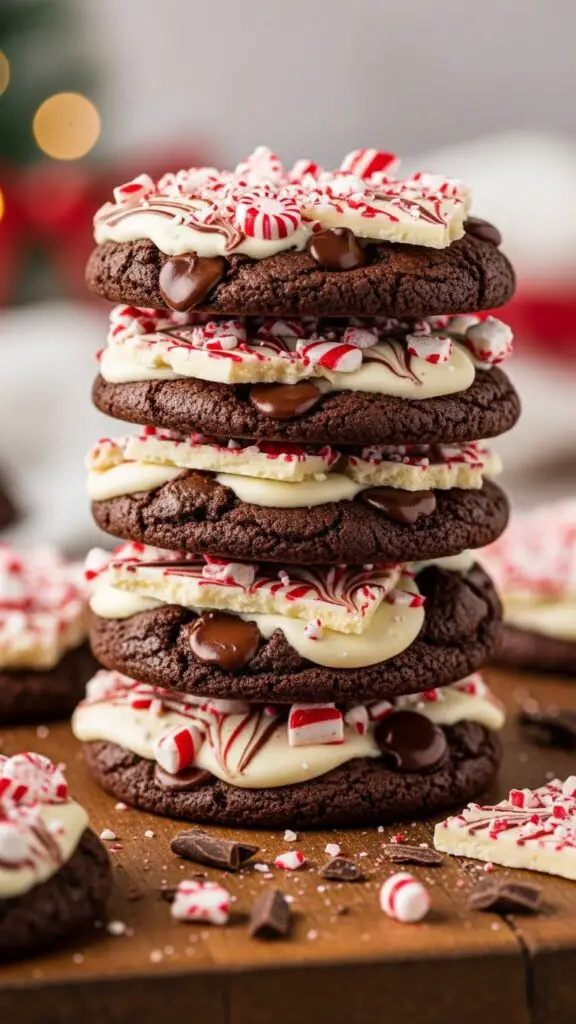 Chewy Chocolate Peppermint Bark Cookies