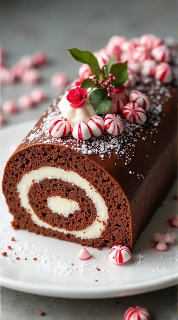 Chocolate Peppermint Yule Log