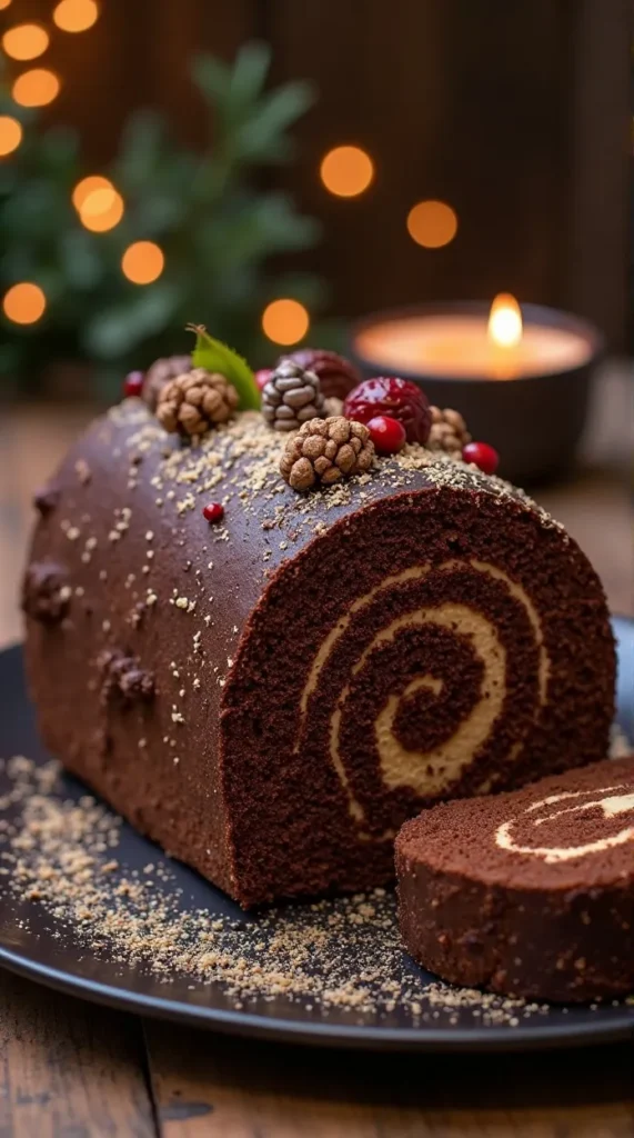 Chocolate Yule Log Cake