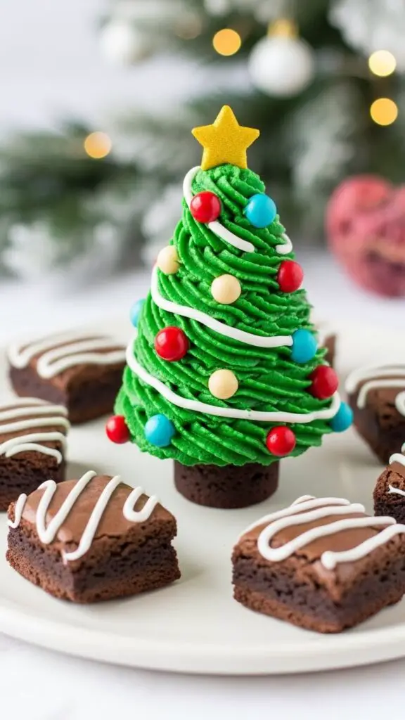 Christmas Tree Brownie Bites