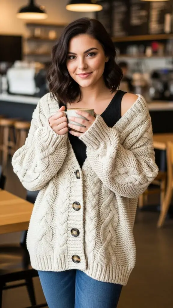 Chunky Cardigan + Skinny Jeans