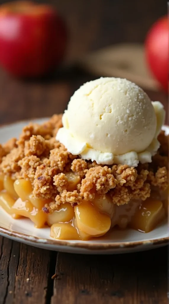 Classic Apple Crisp with Vanilla Ice Cream