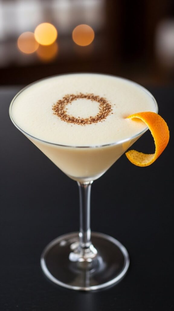 Classic Eggnog Martini with a Nutmeg Kick