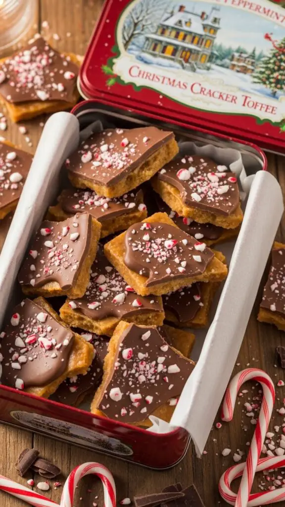 Classic Peppermint Christmas Cracker Toffee