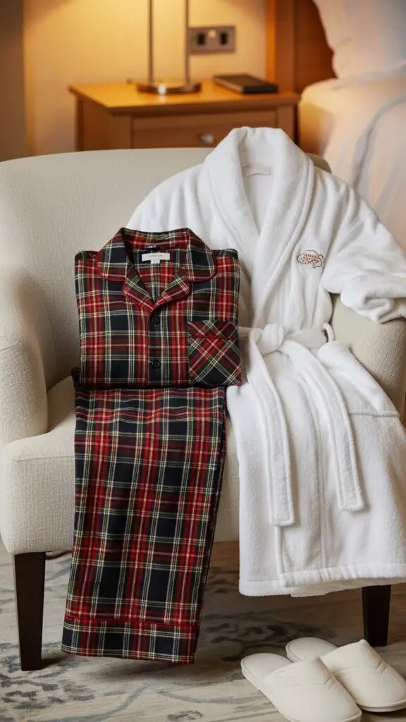 Classic Plaid Pajama Set with a Cozy Robe