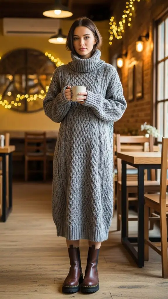 Cozy Knit Dress + Chunky Boots