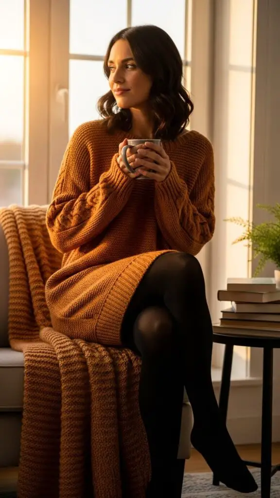Cozy Knit Dress + Opaque Tights