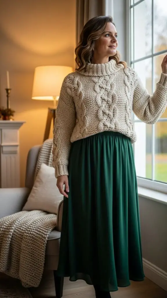 Cozy Knit Sweater + Midi Skirt