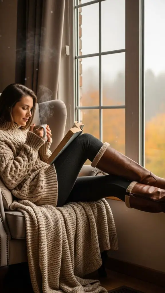 Cozy Oversized Sweater + Leggings + Boots