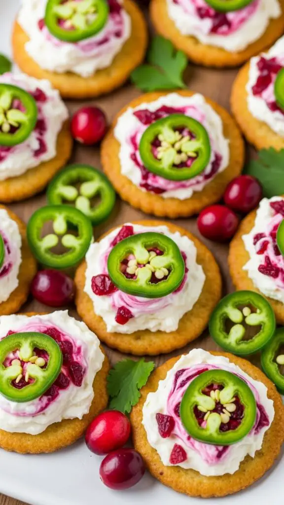 Cranberry Jalapeño Cream Cheese Dip Bites