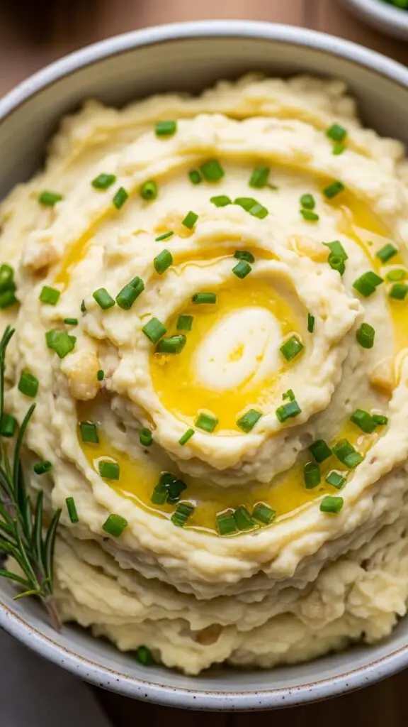Creamy Garlic Mashed Potatoes with Chives