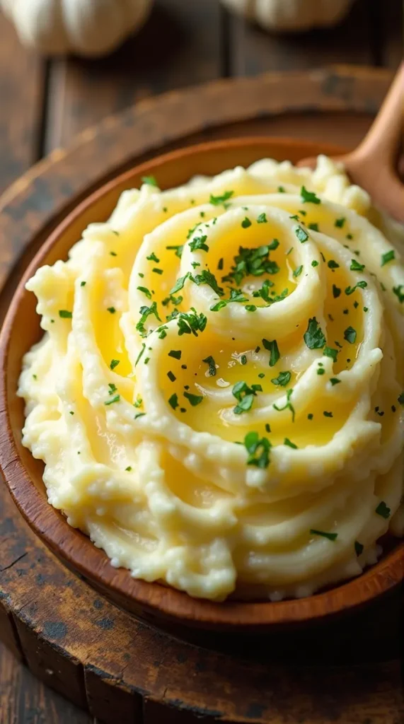 Creamy Garlic Mashed Potatoes with Roasted Garlic & Olive Oil