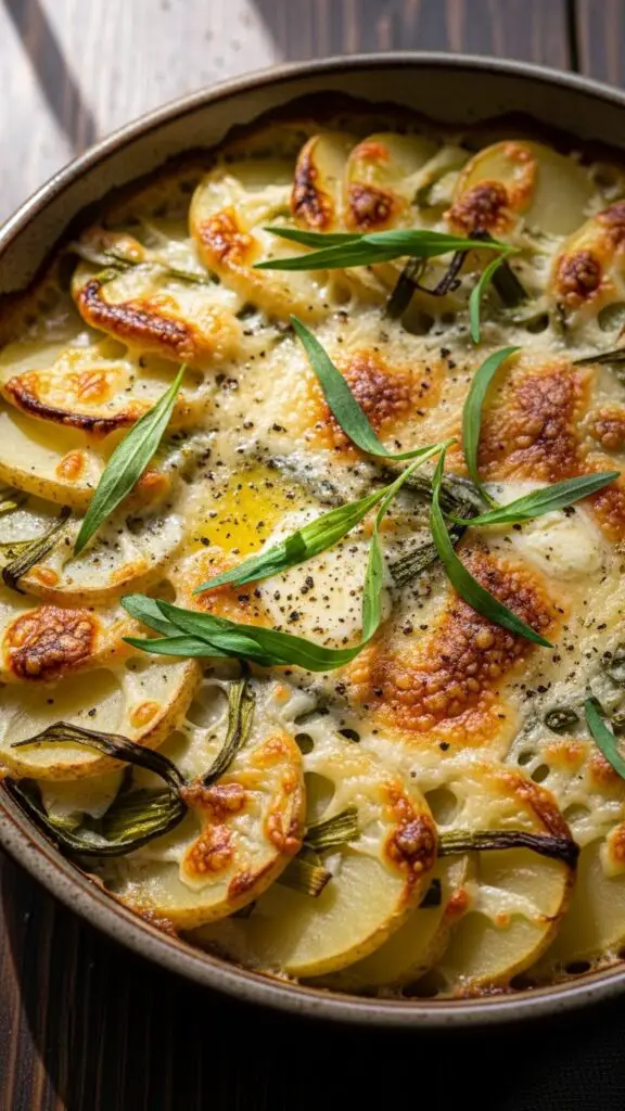 Creamy Tarragon & Leek Potato Gratin