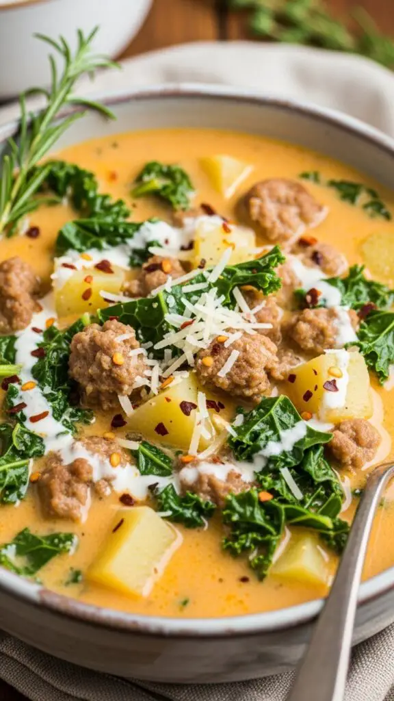 Creamy Tuscan Sausage & Kale Soup