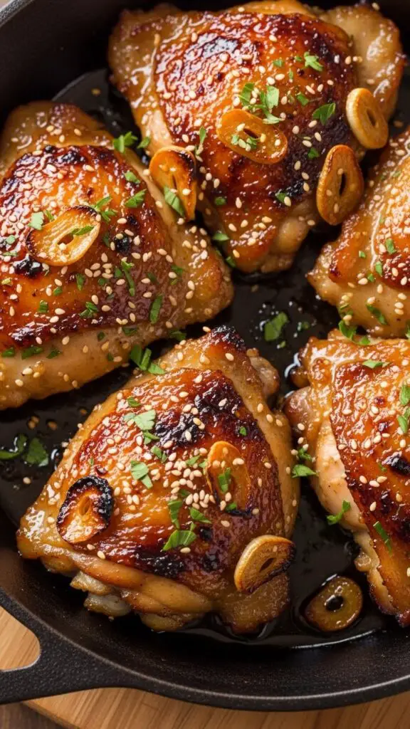 Crispy Honey Garlic Chicken Thighs