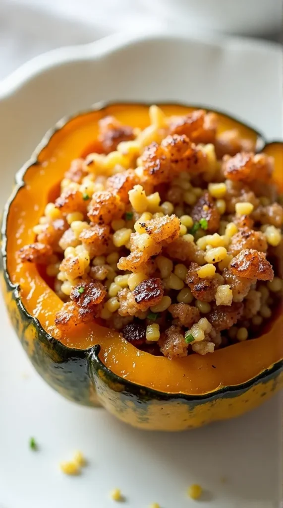 Crispy Vegan Stuffed Acorn Squash