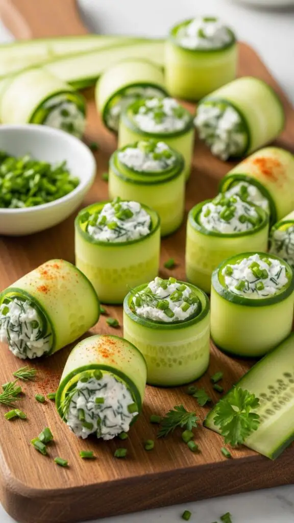 Cucumber Roll-Ups with Herbed Cream Cheese