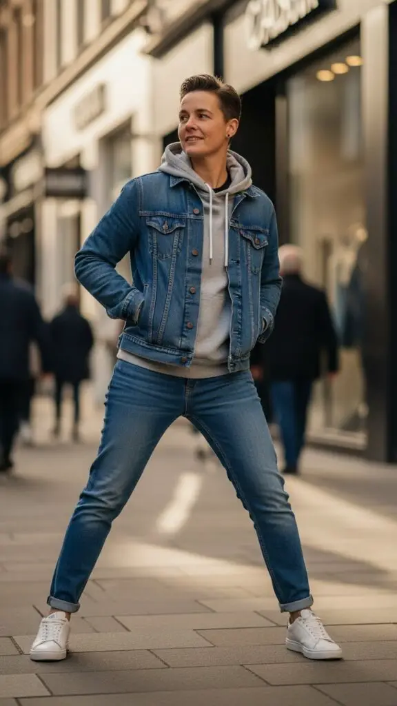 Denim Jacket + Hoodie + Jeans