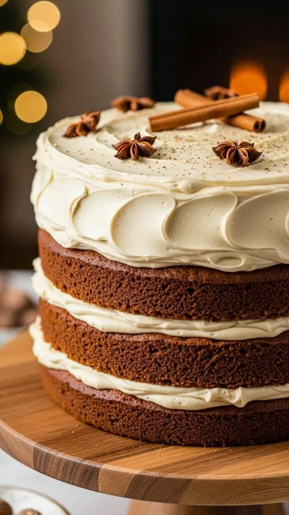 Eggnog Spice Cake with Rum Buttercream