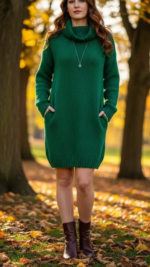 Emerald Green Sweater Dress