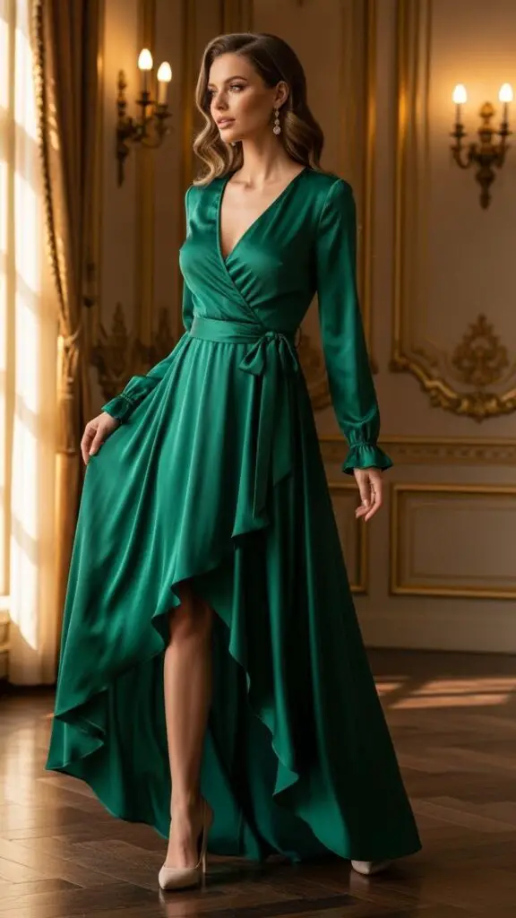 Emerald Green Wrap Dress