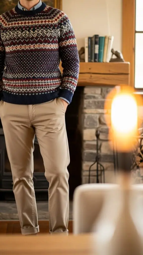 Fair Isle Knit and Chinos