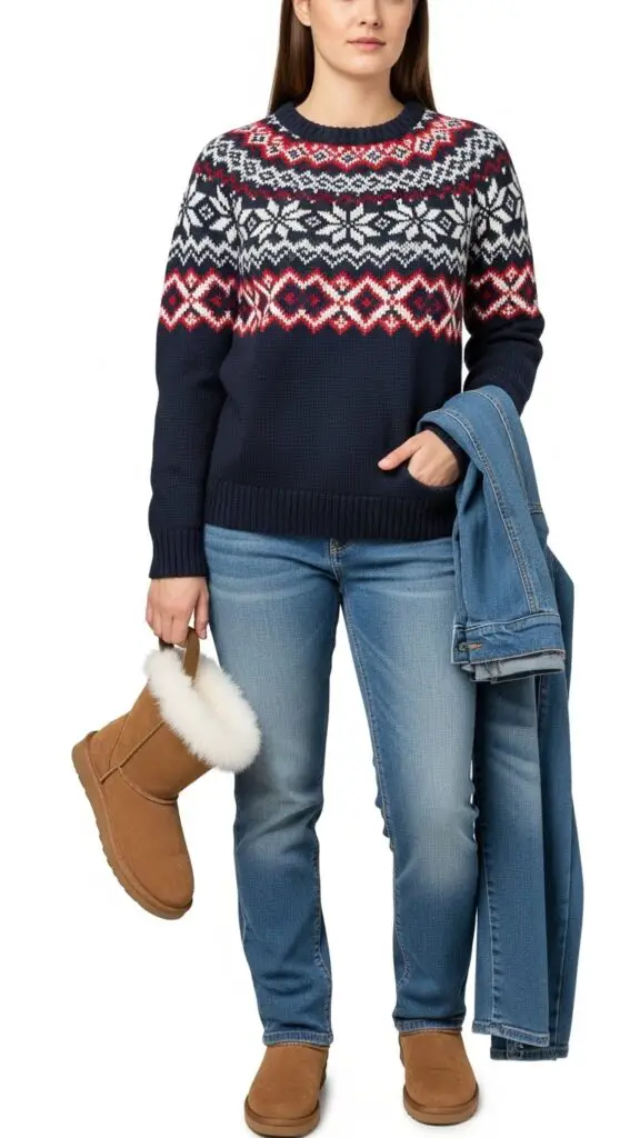 Fair Isle Sweater + Jeans + Uggs