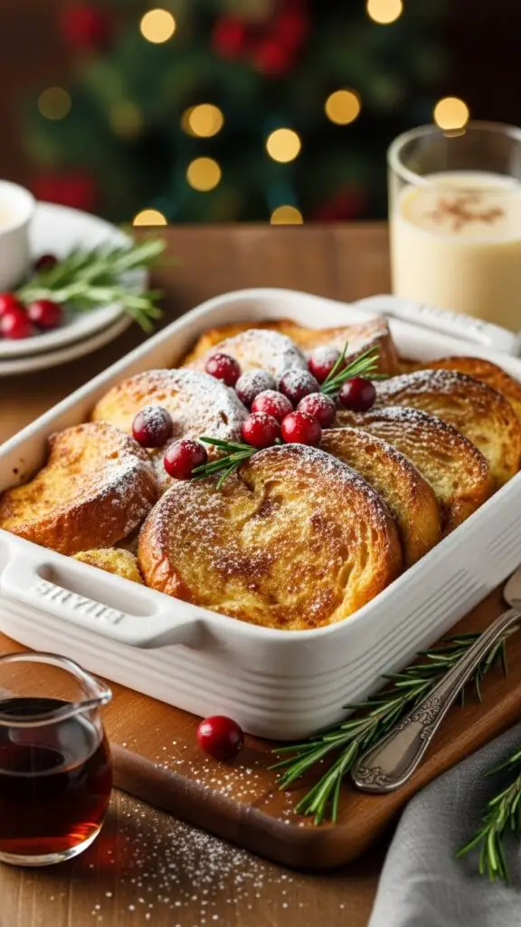 Festive Eggnog French Toast Bake