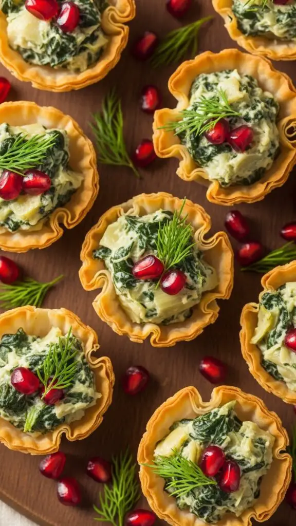 Festive Spinach Artichoke Phyllo Cups