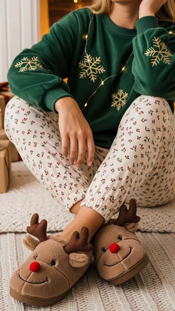 Festive Sweatshirt + Joggers + Slippers